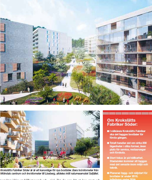 Snart 200 bostäder vid Krokslätts Fabriker – Centralt läge nära naturen