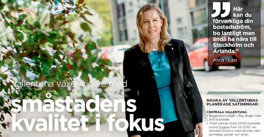 Vallentuna växer vidare med småstadens kvalitet i fokus