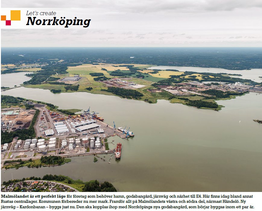Malmölandet Ny järnväg nära E4 och hamnen