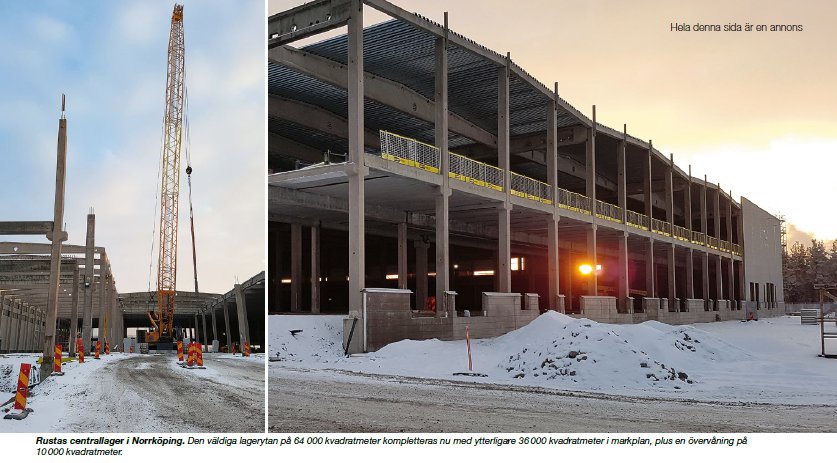 Rustas jättelager byggs nu ut ”VI HAR FÖRKORTAT BYGGTIDEN REJÄLT”