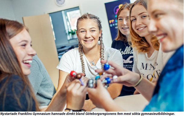 Franklins Gymnasium Regionens första inom Life science